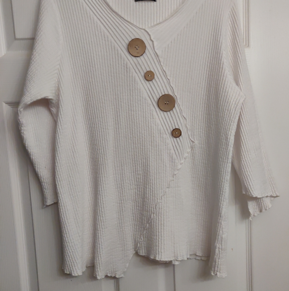 Fenini women's ribbed 100% cotton tunic in white
